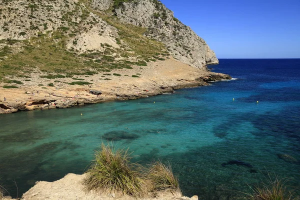 Güzel Bir Plaj Ile Turkuaz Deniz Suyu Cala Figuera Majorca — Stok fotoğraf
