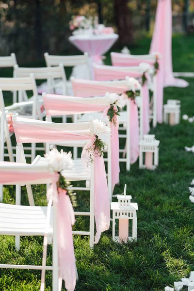 Área Ceremonia Boda Decoración Sillas Arco — Foto de Stock