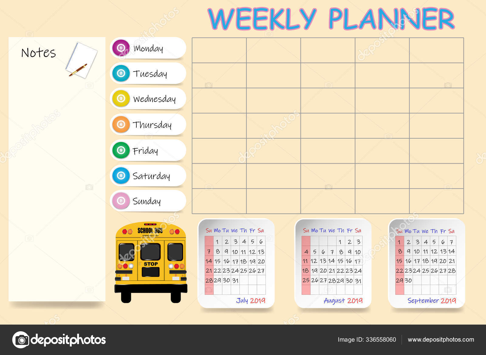 Blank Weekly School Planner