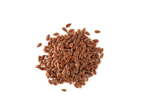 Close Flax Seeds Isolated White Background Linseed Pile Closeup Isolated — Stock Photo, Image