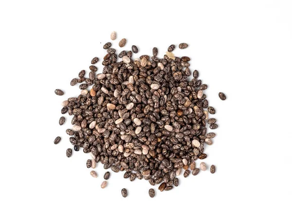 Chia Seeds White Background Top View Pile Healthy Chia Seeds — Stock Photo, Image