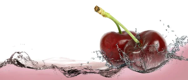 Ripe Cherries Spray Cherry Drink — Stock Photo, Image