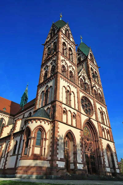 Herz Jesu Kirche Freiburg Miasto Niemczech Wieloma Historycznymi Atrakcjami — Zdjęcie stockowe