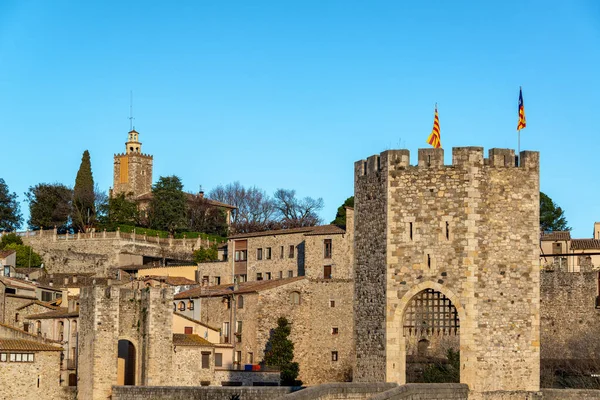 Entrada Hermosa Ciudad Medieval Besalu España — Foto de Stock