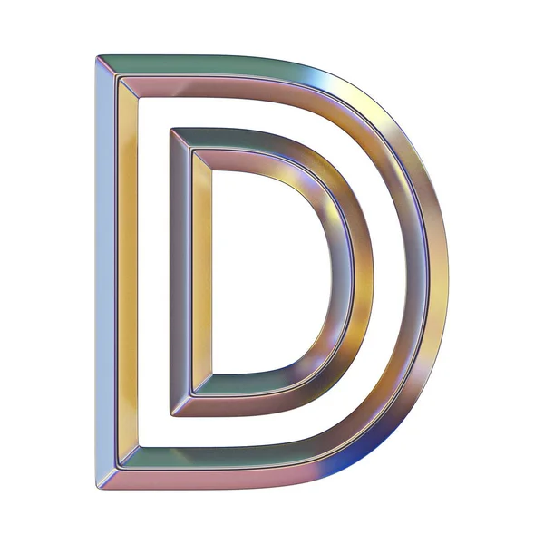 Chrome Lettertype Met Kleurrijke Reflecties Letter Render Illustratie Geïsoleerd Witte — Stockfoto