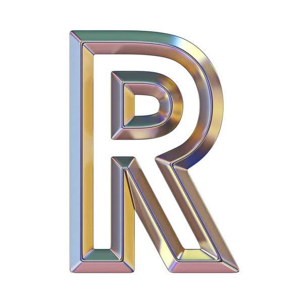 Chrome Lettertype Met Kleurrijke Reflecties Letter Render Illustratie Geïsoleerd Witte — Stockfoto