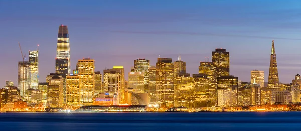 Панорама Центра Сан Франциско Сумерках Острова Сокровищ Калифорния Закат Сша — стоковое фото
