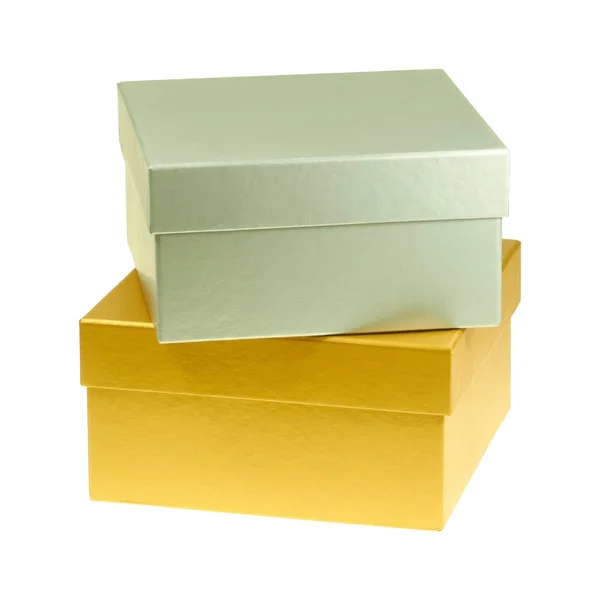 Quadratische Geschenkboxen Aus Buntem Karton — Stockfoto