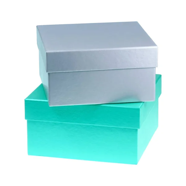 Square Gift Boxes Made Colorful Cardboard — Stock Photo, Image