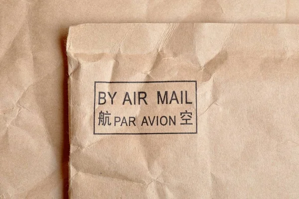 Par Courrier Aérien Estampillé Sur Colis Également Rédigé Français Chinois — Photo