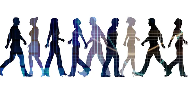 Business People Walking Silhouette Résumé Contexte Concept — Photo