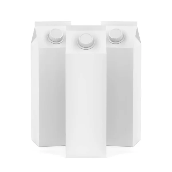 一组装果汁或牛奶的白色空白容器 — 图库照片