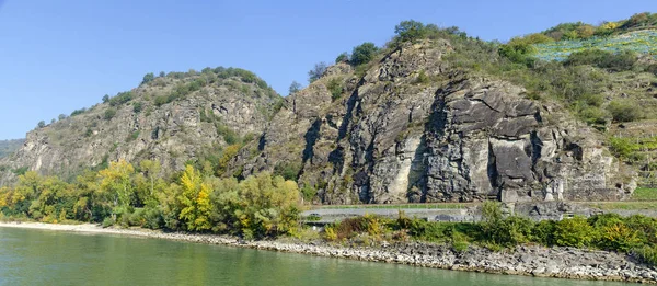 Felsen Der Donau Der Weltnaturerbe Landschaft Der Wachau Bei Dürnstein — Stockfoto