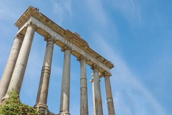 Pilaren Ruïnes Van Oude Saturnus Tempel Forum Romanum Rome Italië — Stockfoto