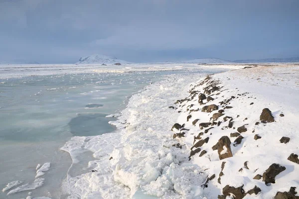 Vista Panoramica Fiume Ghiacciato Inverno Islanda Europa — Foto Stock