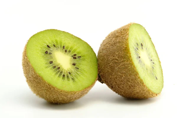 Tăiați Fructele Kiwi Fundal Alb — Fotografie, imagine de stoc
