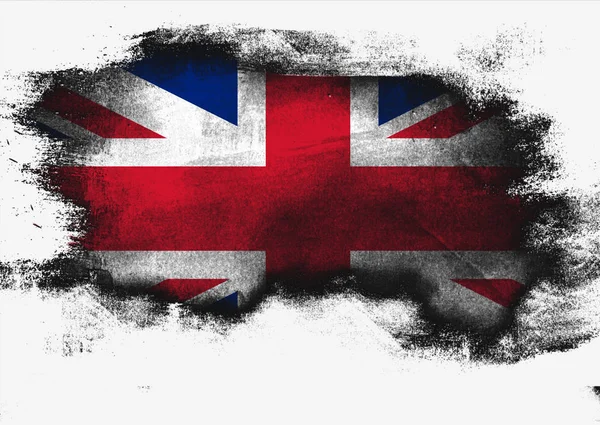 United Kingdom Flag Painted Brush White Background Rendering — Stock Photo, Image
