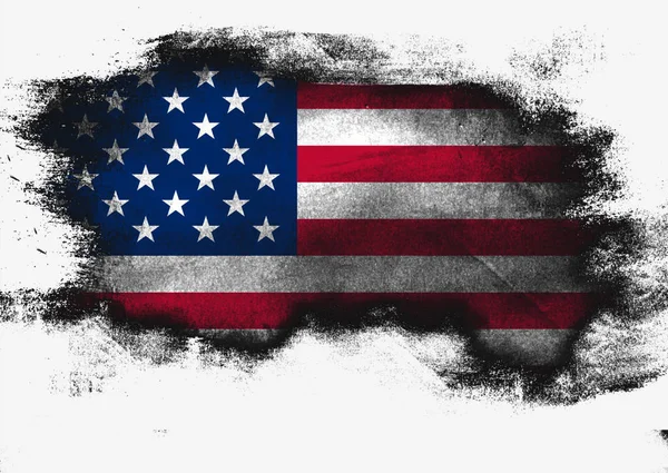 Bandiera Degli Stati Uniti Dipinta Con Pennello Sfondo Bianco Rendering — Foto Stock