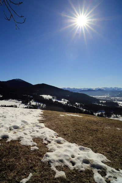 Paesaggio Naturale Con Montagne Neve Sole — Foto Stock