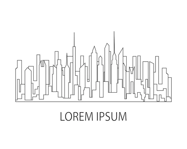 Tunn Linje Staden Landskap Ikonen Panorama Design Urban Modern Stad — Stockfoto