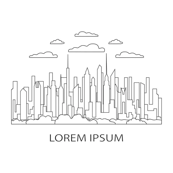 Subțire Linie Peisaj Icon Oraș Panorama Design Urban Oraș Modern — Fotografie, imagine de stoc