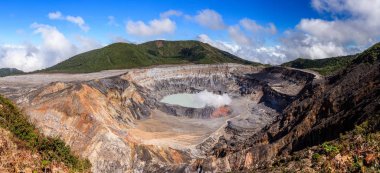 Panoramic view of the crater of Poas Volcano in Costa Rica clipart