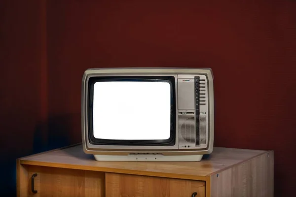 没有信号 只有老式模拟电视机上的噪音 — 图库照片