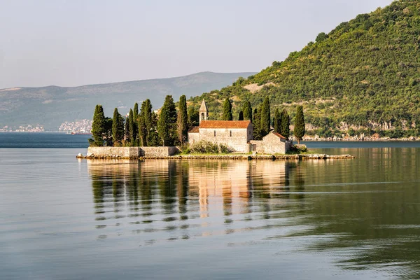 Vista Matinal Ilha São Jorge Perast Montenegro — Fotografia de Stock