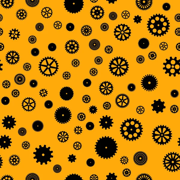 Abstract Black Flat Gears Seamless Pattern — Stock Photo, Image