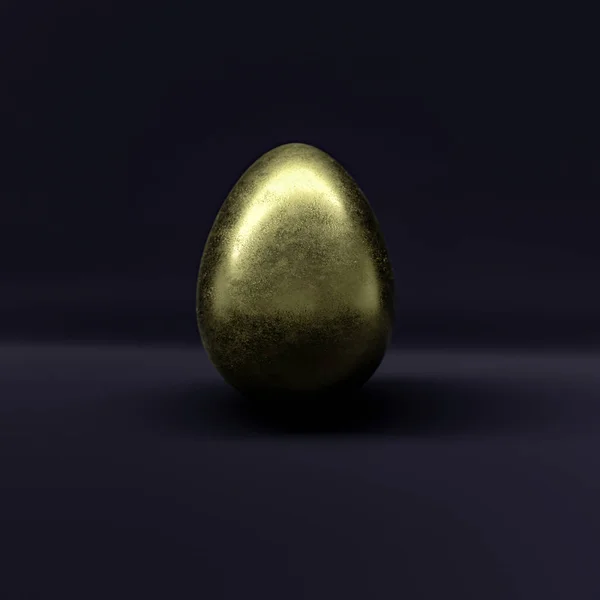 One Golden Easter Egg Black Background Close Balanced Vertically Its — Stock Photo, Image