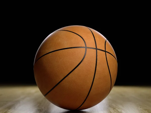 Basketbol Sahası Ahşap Zemin Top Siyah Üzerine Izole Edilmiş Fotokopi — Stok fotoğraf
