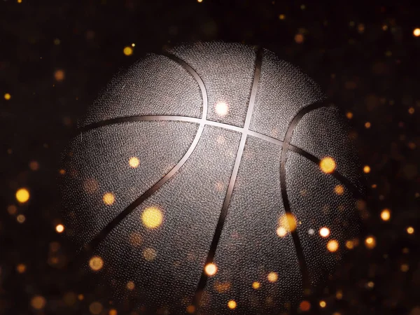 Баскетбол Крупним Планом Чорному Тлі Боке Прожектори — стокове фото