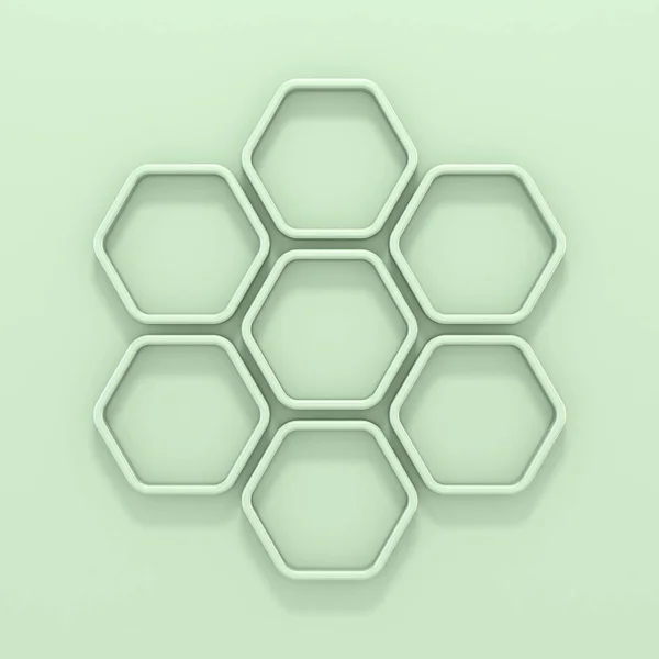 Grün Angeordnete Sechsecksegmente Darstellung Auf Grünem Hintergrund — Stockfoto