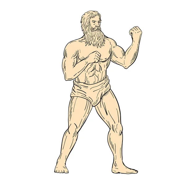 Малюнок Ескіз Стиль Ілюстрація Геркулес Римських Герой Бога Кулаками Грудях — стокове фото