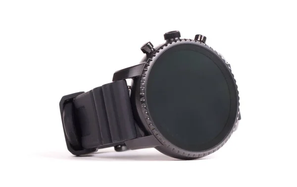 Smartwatch Noir Isolé Sur Fond Blanc — Photo