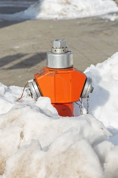 Śnieg Hydrant Pożarowy Ulicy — Zdjęcie stockowe