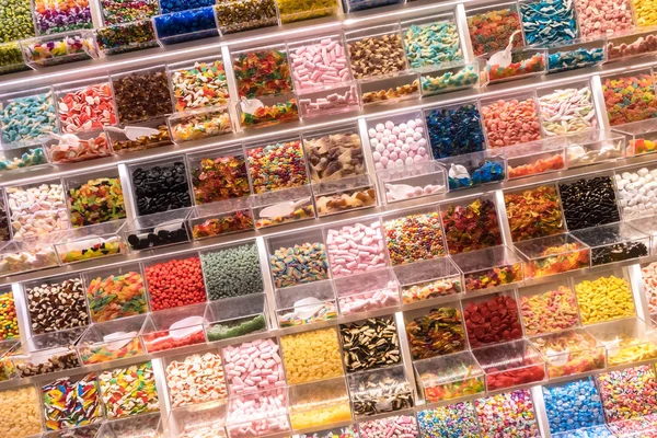 Candy Display Market Various Sweets Self Service — Stock Photo, Image
