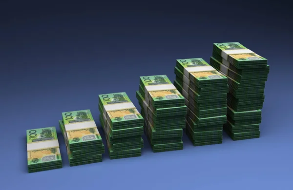 Australian Dollar Bar Graph Blue Background — Stock Photo, Image