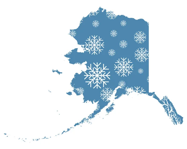 Mappa Alaska Con Fiocchi Neve — Foto Stock