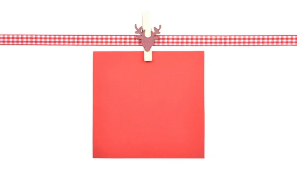 Ruban Carreaux Rouge Blanc Avec Papier Sur Blanc — Photo