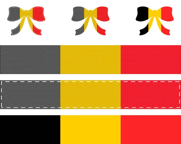 Belgische Fahne Auf Schleife Und Band — Zdjęcie stockowe