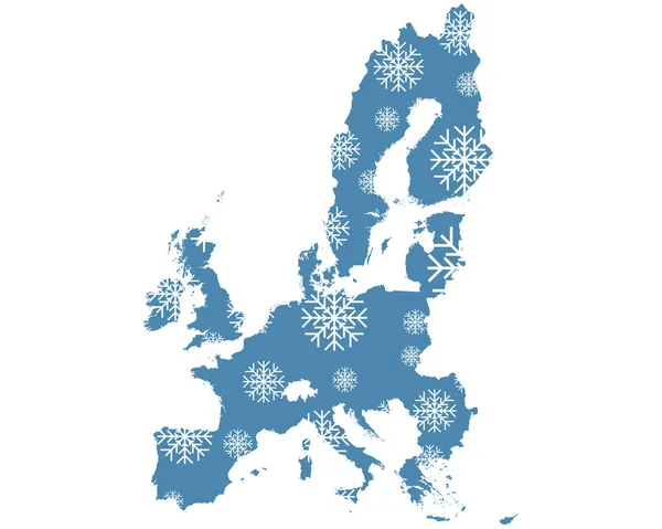 Map Europe Snowflakes — Stock Photo, Image
