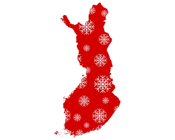 Landkarte Von Finnland Mit Schneeflocken — Stockfoto