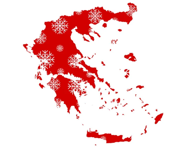 Карта Греции Снежинками — стоковое фото