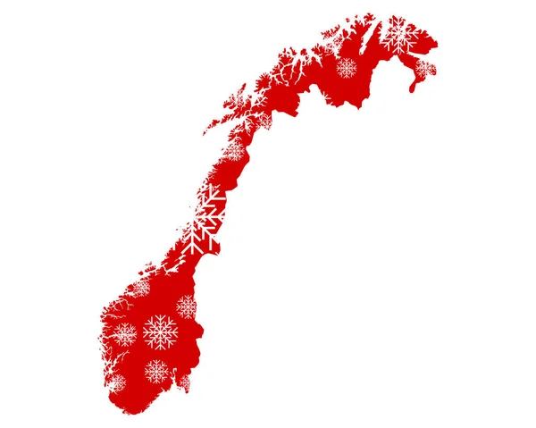 Carte Norvège Avec Flocons Neige — Photo