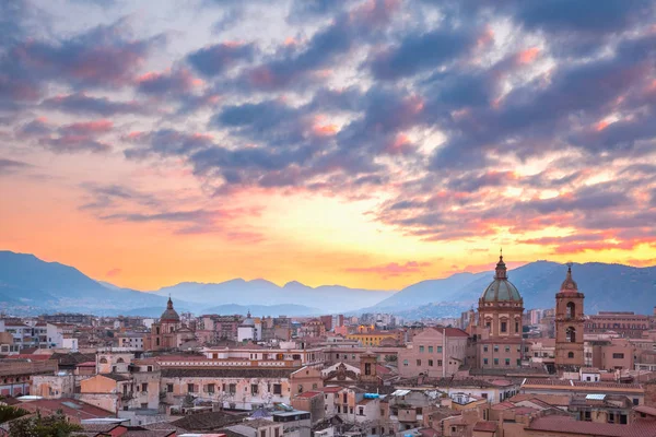 Luftaufnahme Von Palermo Bei Sonnenuntergang Sizilien Italien — Stockfoto
