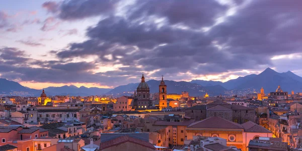 Vista Aérea Palermo Atardecer Sicilia Italia — Foto de Stock