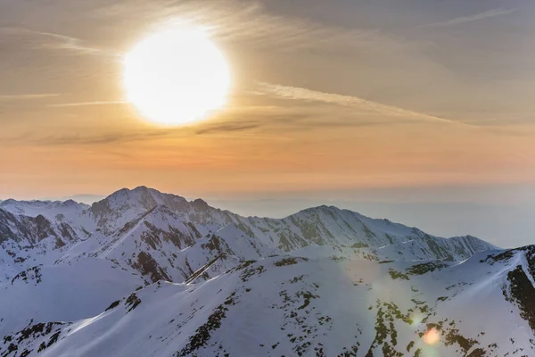 Krásný Západ Slunce Pohoří Fagaras Rumunsko — Stock fotografie