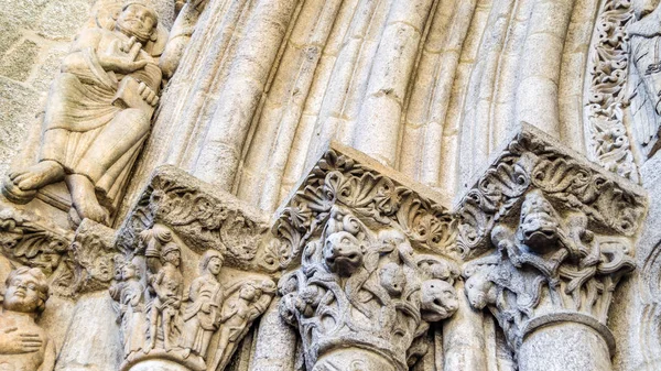 Dettaglio Architettonico Facciata Della Cattedrale Santiago Compostela Spagna — Foto Stock