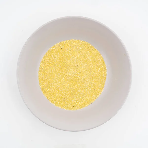 Желтая Кукурузная Мука Тарелке — стоковое фото